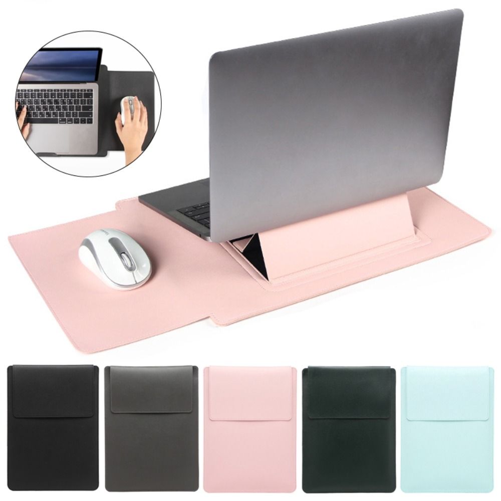 Laptop Accessories Pouch - 13 15 インチラップトップスリーブスタンド付き PU レザータブレットケース耐衝撃 Ultrabook