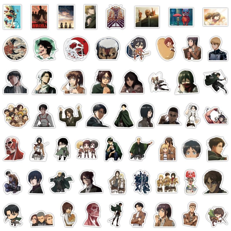 Laptop Accessories Stickers - 60枚入り 進撃の巨人 アニメステッカー かわいい 防水デカール DIYデコレーション