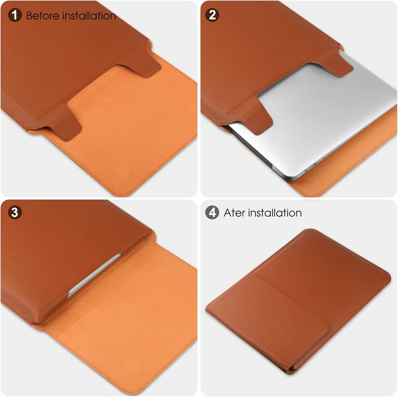 ポータブルレザーラップトップスリーブケースバッグ Macbo - Laptop Accessories Pouch のレビューと価格